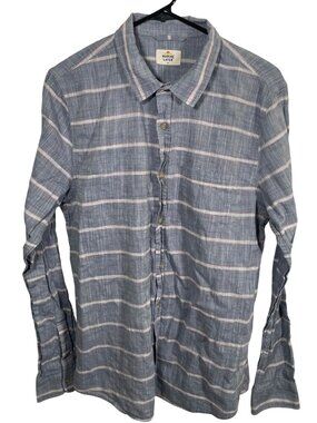 Marine Layer Newport Striped Shirt Mens M/L Long Sleeve Button Up Blue